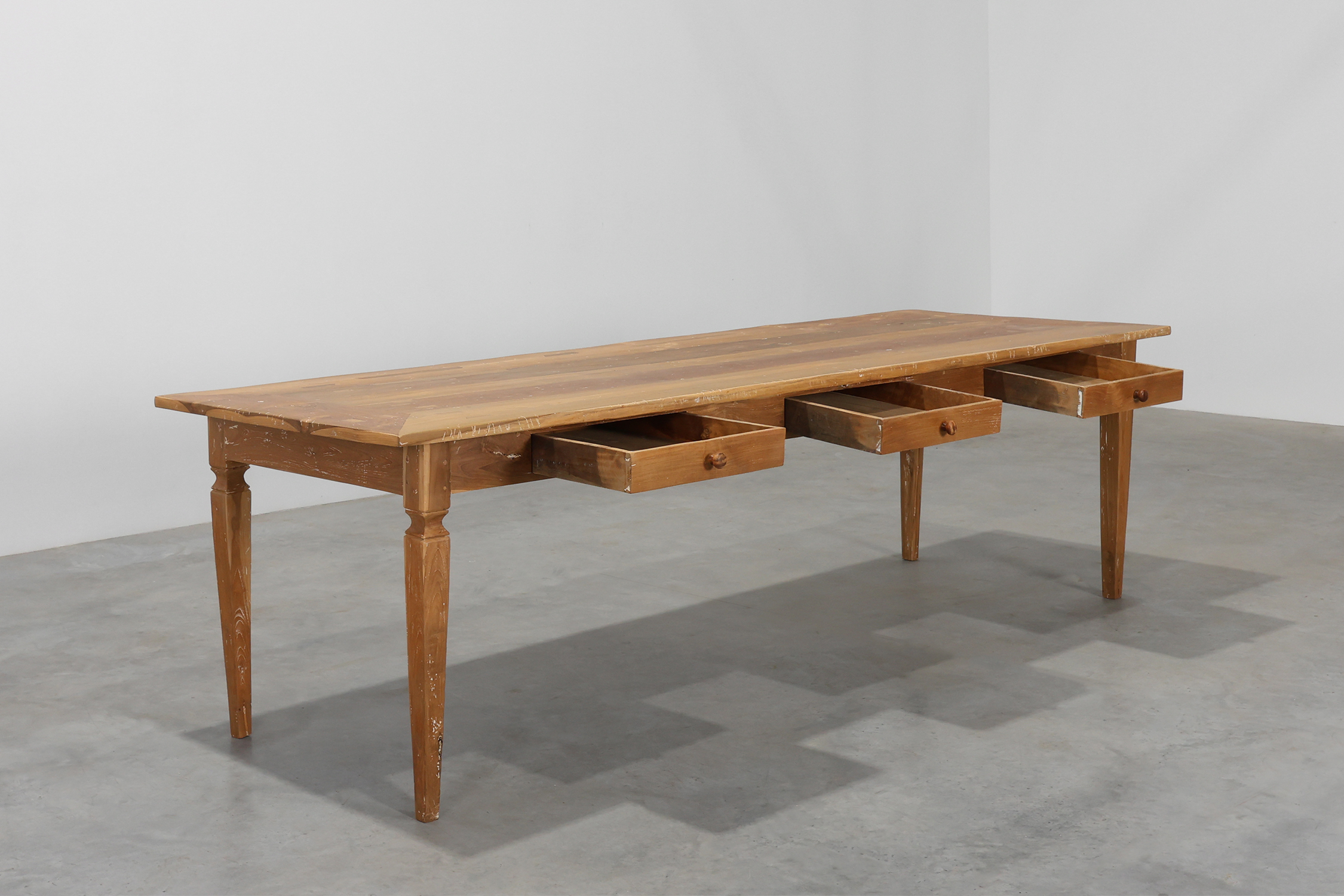 Large french provincial farm table in elm wood, France ca. 1850thumbnail